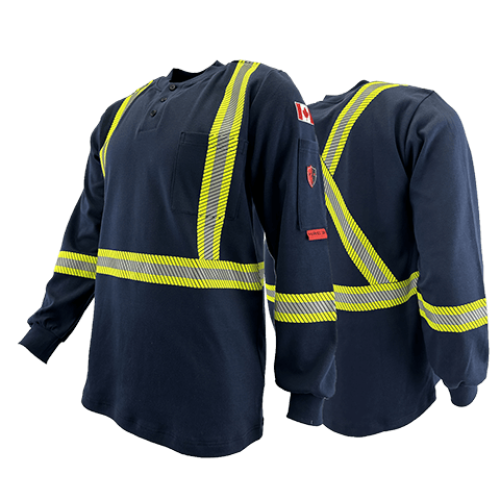 Atlas AR/FR Navy Striped Henley Shirt 403STNB