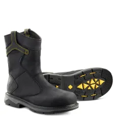 Men's Terra Black Patton Wellington Waterproof Pull-On Work Boot 4TCBBK